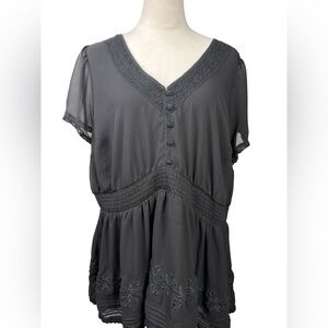 🆕 Torrid black peplum smocked  top size 3 -3X/22-24